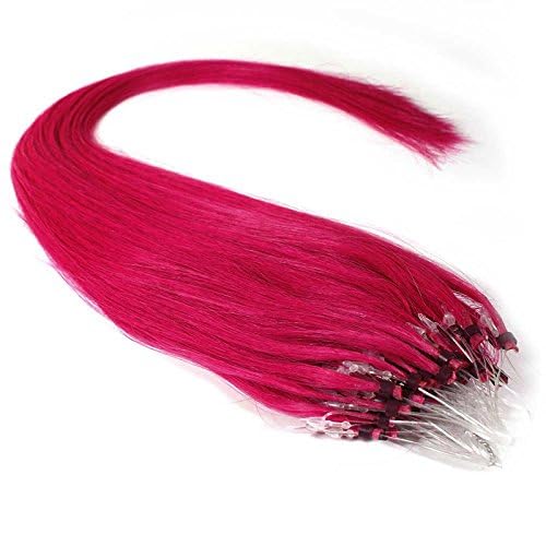 Fuchsia Pink Micro Loop Hair Extensions - 25 Strands 22" Human Hair Beads
