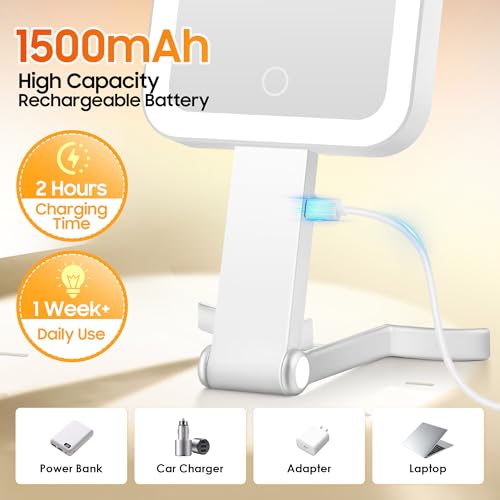 B Beauty Planet White Travel Makeup Mirror with Lights, 1X/30X Magnification & Adjustable Brightness