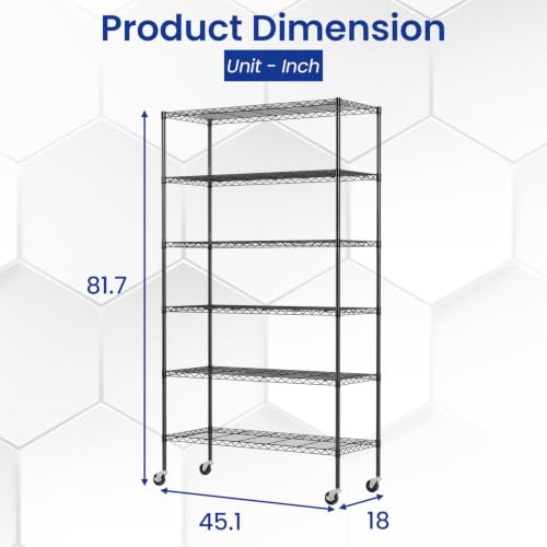 Black Commercial Wire Shelving Unit - Adjustable Steel Rack for Kitchen Garage & Pantry