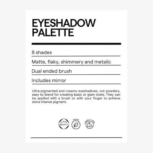 Sarelly Eyeshadow Palette | 8 Shades, 4 Finishes (Matte, Shimmer, Satin & Metallic) | Mirror & Dual-Ended Brush | Neutral Eye Makeup Kit