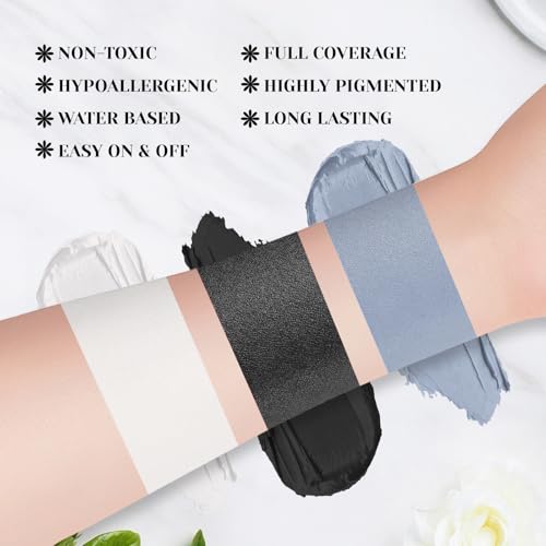 Face & Body Paint Stick Set for Halloween Cosplay SFX - Black White Grey, 4 Pack