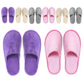 Disposable Guest Slippers 8 Pairs - Washable Hotel Spa Indoor House Shoes (Pink, Purple, Grey, Beige)