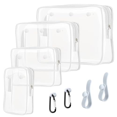 White 4-Pack Clear Beach Travel Bag Inserts Organizer Pouches - Waterproof & Sandproof