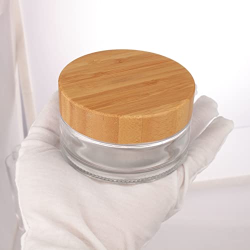 100g Glass Jars with Bamboo Lids - Refillable Cosmetic Containers, 5 Pack