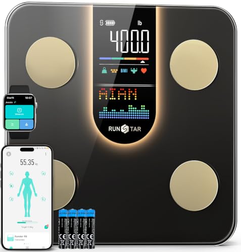 RunStar Smart Body Scale with 22 Metrics - Warm Brown, 8-in-1 Display