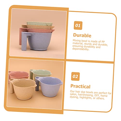 Hair Dye Mixing Bowl Set 4 Pcs, 17x9cm PP Material with Hollow Handle - Green