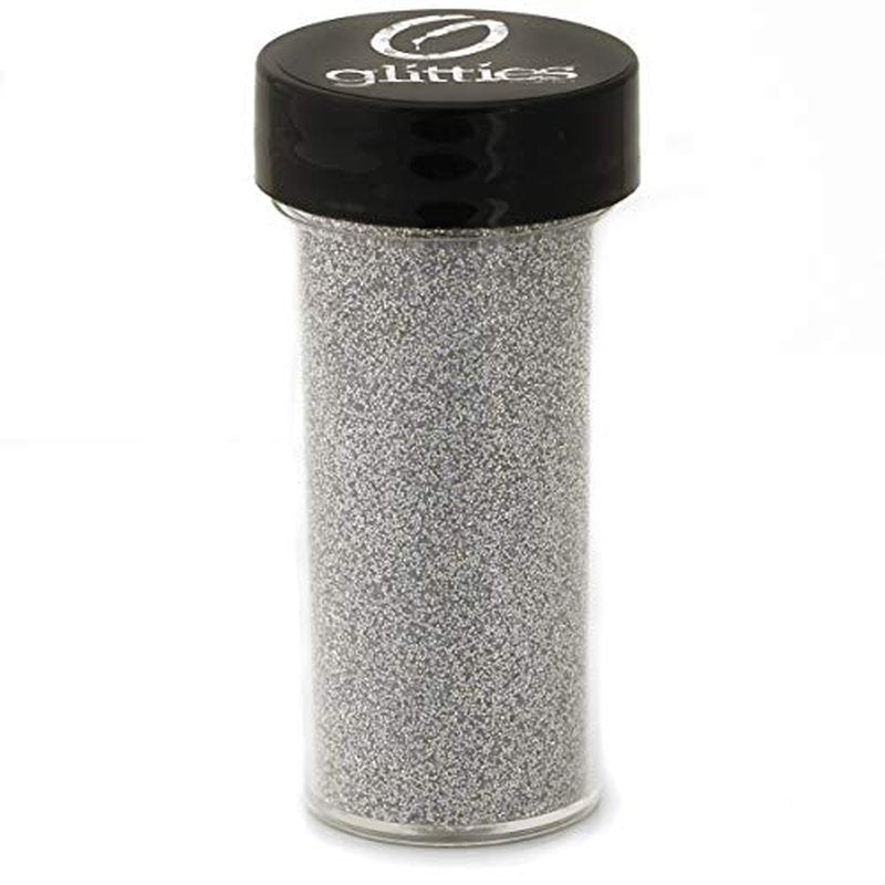 GLITTIES - Brilliant Silver - Cosmetic Grade Extra Fine (.006") Loose Glitter Powder Safe for Skin! Perfect for Makeup, Body Tattoos, Face, Hair, Lips, Soap, Lotion, Nail Art - (30 Gram Jar)