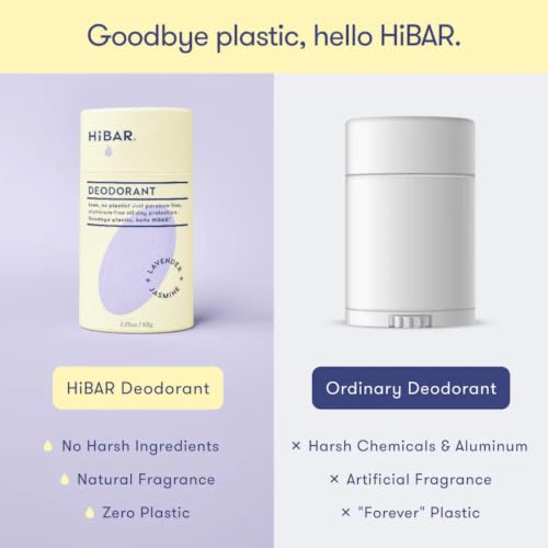 HiBAR Lavender & Jasmine Plastic-Free Deodorant 3 Pack 2.25oz - Aluminum-Free, Vegan & Recyclable