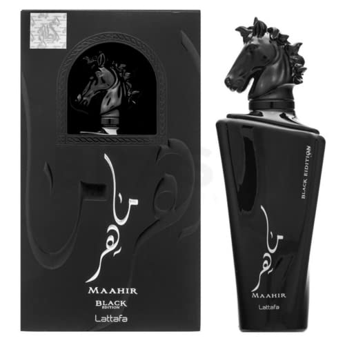 Lattafa Maahir Black Edition Unisex Eau de Parfum Spray - Amber Spicy, 3.4 Fl Oz