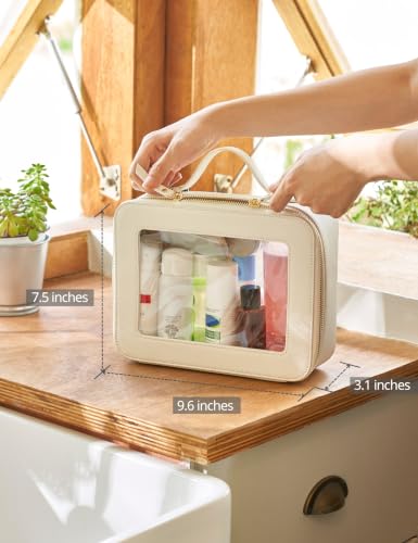 Large White Clear Makeup Case - Travel Toiletry Bag for Women, TSA Approved