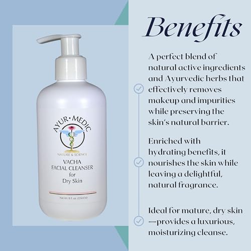 Ayur-Medic Vacha Facial Cleanser ? Rich Cleansing Milk for Dry, Sensitive Skin, Gently Removes Makeup, Dirt, Oil, and Impurities. Hydrates, Soothes, and Nourishes for Smooth, Radiant Skin, 8 oz