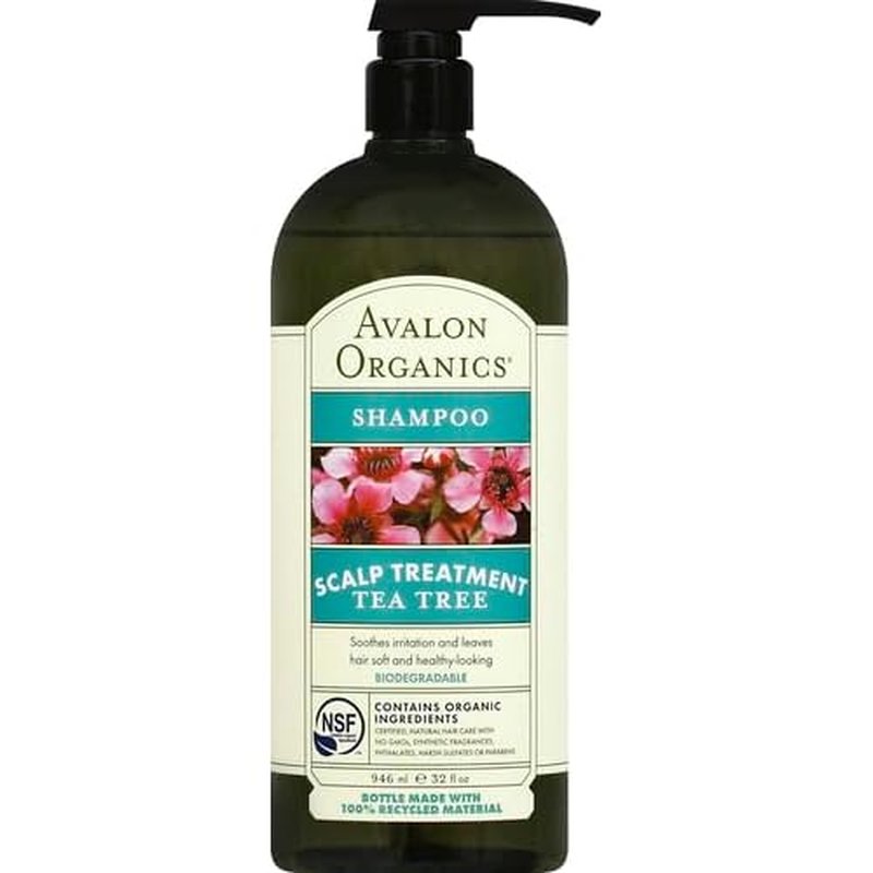 Avalon Organics Scalp Treatment Tea Tree Shampoo,Encourages Scalp Well-Being and Leaves Hair Soft,32 Fluid Ounces,(Pack of 2)