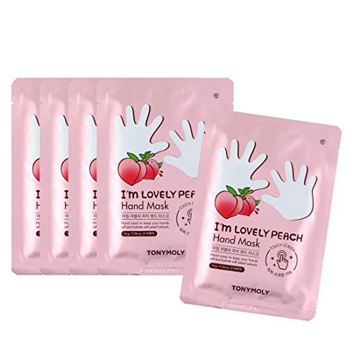TONYMOLY Peach Hand Mask Pack for Hydrating & Softening Dry Hands - 5 Sheets