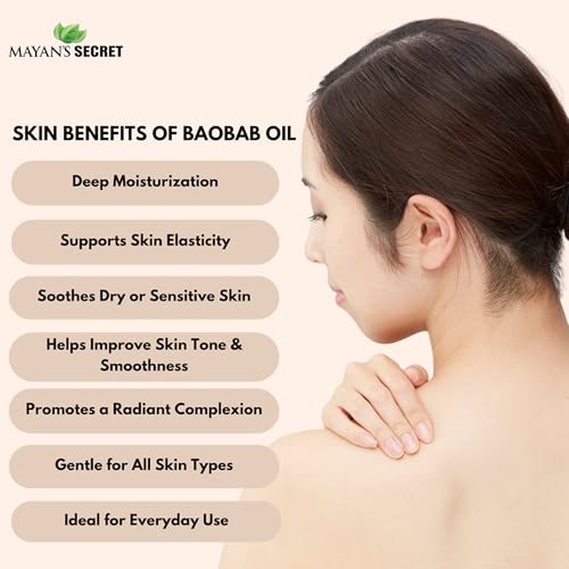 Mayan¡¯s Secret Virgin Organic Baobab Oil Cold Pressed Unrefined for Skin Hair and Massage 4 fl oz