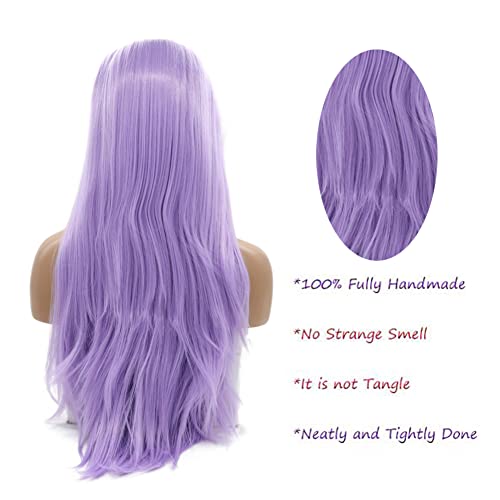 Kalisa 24 Inch Purple Lace Front Wig Long Straight Silky Synthetic Hair for Women