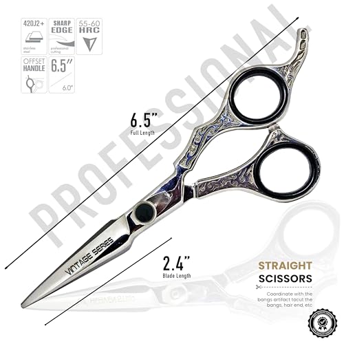 Silver 6.5-Inch Professional Hair Cutting & Thinning Shears Set