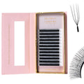 DeceMars 8D U Shaped Eyelash Extensions Easy Fans Double Tips 4D Russian Volume Crisscross Eyelashes Natural Soft YY Lash Extensions Handwoven Mesh Wispy Clusters Matte Black-0.07mm-D-8-15mm Mix