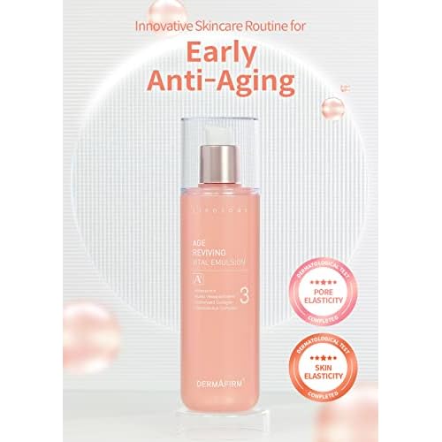 Dermafirm Age Reviving Vital Tone Up Emulsion Cream A4 | Face Firming Cream Hydrating Moisturizer for Pore Firming w/Collagen, Astasome & Peptide All Skin Types | No Animal Trials No Paraben 6.76 fl