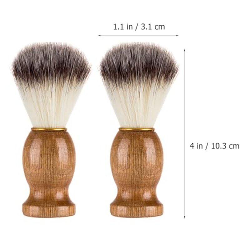 Men S Shaving Brush with Synthetic Bristles and Wood Handle - Salon Shave Tool for Beard Styling and Smooth Shaving 4.05X2.44X1.22 Inch