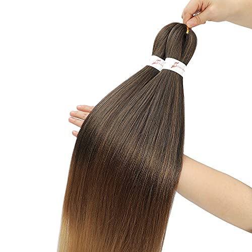 Pre Stretched Ombre Braiding Hair Extensions 30 Inch - Brown 8 Packs - Easy Crochet & Twist Synthetic Hair - MIYPMUNS Variation 30 Inch-8Pcs / 1B-30-27