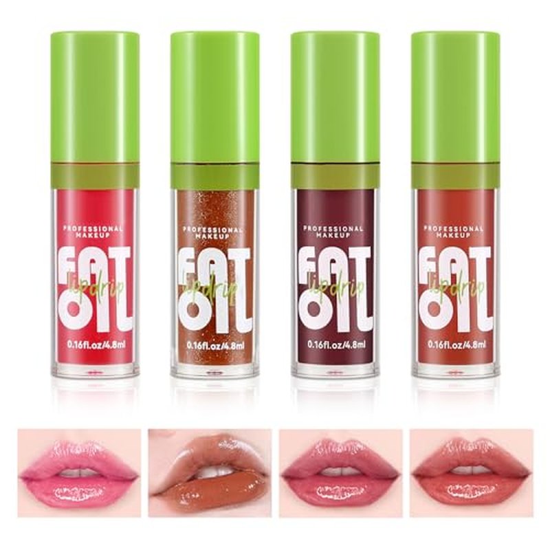 Boobeen 4PCS Lip Gloss Set, Moisturizing Hydrating Lip Oil Tinted Set, Lightweight Non-Sticky Lip Gloss Creates Glossy Lips, High Shine Lip Plumping Lipstick for Women and Girls