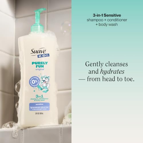 Kids 3-in-1 Shampoo Conditioner & Body Wash Pack of 4 - Hypoallergenic Tear-Free