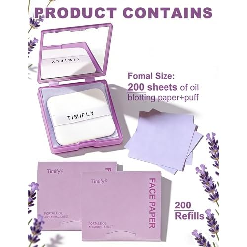 Oil Blotting Paper - 300 Sheets with Mirror, Puff & Refills, Absorbs Excess Face Oil, Controls Shine, Saves Makeup, The On-the-Go Essential for a Flawless, Matte Finish All Day