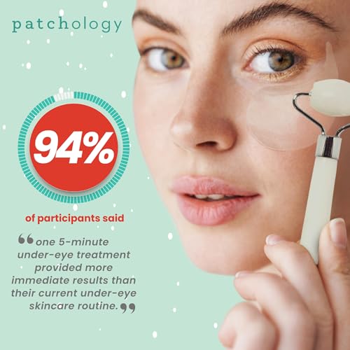 Patchology Gift Set - Depuffing Under Eye Masks & Facial Roller Duo ? Caffeine & Hyaluronic Acid Collagen Under Eye Patches for Puffy Eyes, Dark Circles & Wrinkles, Holiday Gift Skincare - 15 Pair Jar