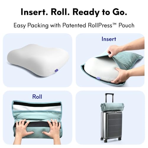 Travel Deep Sleep Pillow - Compact Memory Foam Neck Support Cushion - Wellness Green