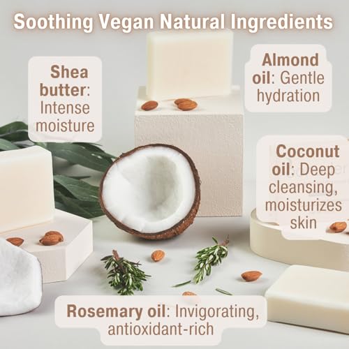 All Natural Rosemary Soap Bar (Pack of 2) ? Natural Soap for Women and Men for Body, Face, and Hands | Handmade Bath Soaps | Coconut & Almond Oils with Shea Butter