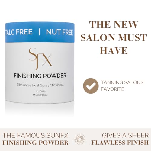 SunFX Post Spray Tan Translucent Finishing Powder | Talc Free | Sunless Tanning Powder with Large Professional Fan Dusting Brush | Cheeky-Sunshine