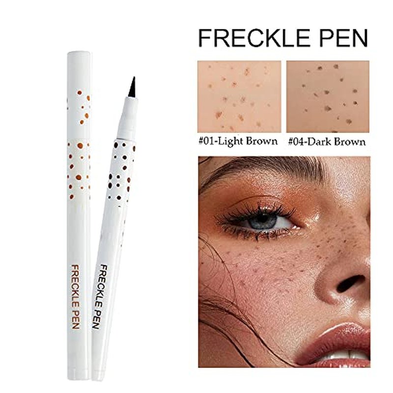 2 Colors Freckle Pen Waterproof Long-lasting Quick Dry Small Spot Natural Lifelike Freckle Makeup Pen (Dark Brown)