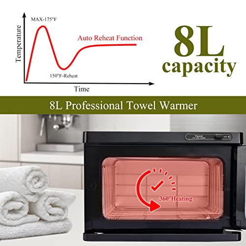 Wuissvnb Black 8L Professional Towel Warmer Cabinet with Auto Reheat