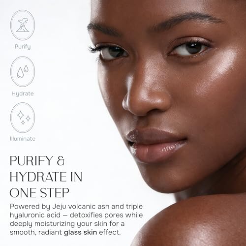 NUNA Volcanic Ash Hydrogel Face Masks with Smile Line Patches ? Korean Glass Skin Detox & Deep Hydrating Jelly Mask with Hyaluronic Acid, Ceramides ? Overnight Moisturizing + Purifying Care, 7 Sheets