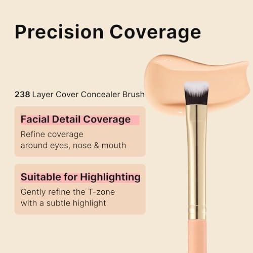 THE TOOL LAB Cover Intensive Duo Brush Set, Foundation & Concealer Brushes for Liquid/Cream, Thin Buildable Coverage, Pore-Blur Base + Spot Detail, Soft Dense Bristles, Professional K-Beauty Tool