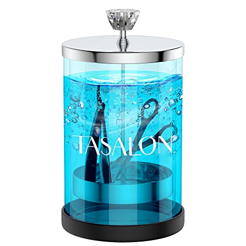 25 Ounce Stainless Glass Disinfectant Jar with Removable Basket for Salon & Spa - Professional Barber Dispenser