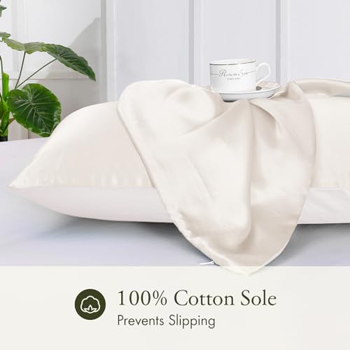 LILYSILK 100% 22MM Silk Hair Scrunchies for Sleeping & Hair Care, Natural Silk Pillowcase with Cotton Underside, 1PC, Ivory