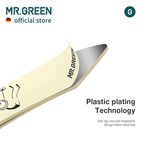 MR.GREEN Curve Handle Eyebrows Tweezers Professional Fine Hairs Removal Puller Makeup Tools Stainless Steel Beauty Clips Removal (Light Yellow)