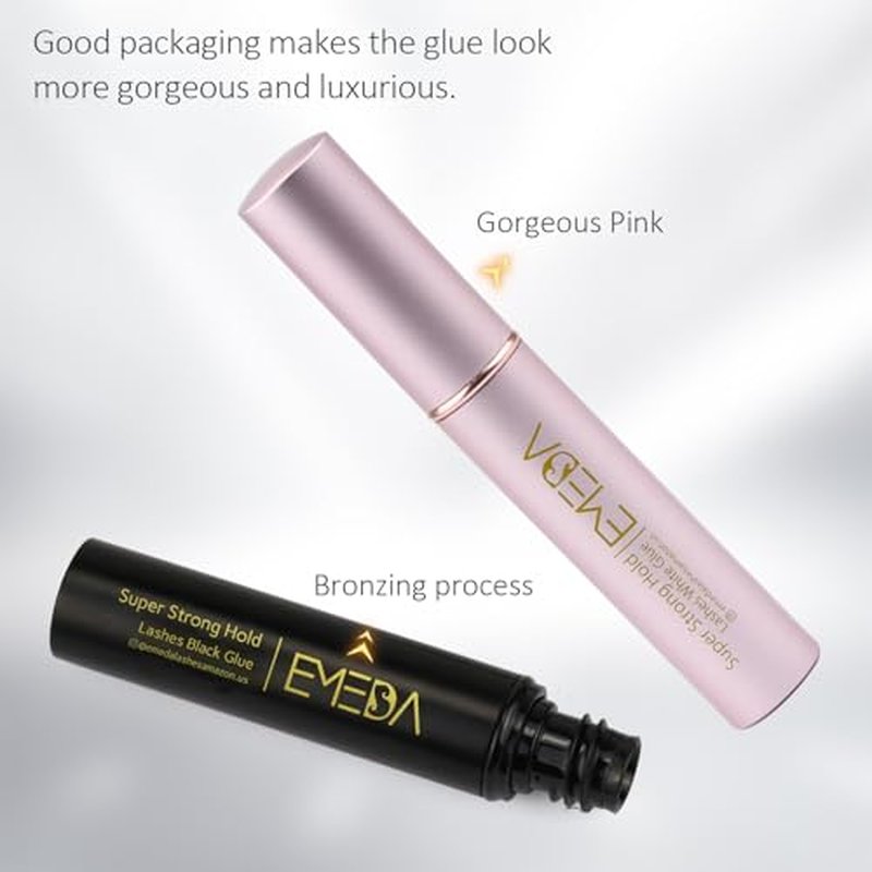 EMEDA False Eyelash Glue Super Strong Hold Clear Black Glue Professional Latex Free Waterproof Best Black White Strip Eyelash Adhesive Suitable for Sensitive Eyes Lash Adhesive