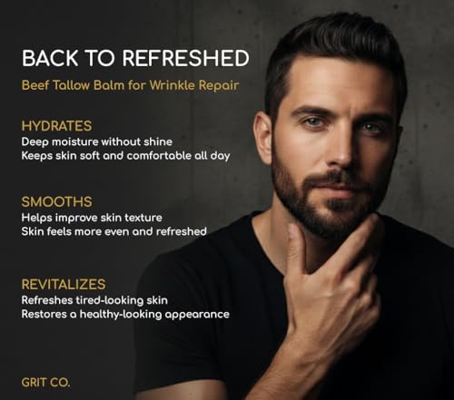 Grass-Fed Beef Tallow Face Moisturizer for Men - 3.4 oz Unscented Skin Care