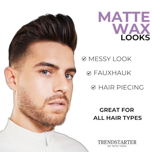 TRENDSTARTER Matte Wax 4oz Pack of 2 - Firm Hold, Matte Finish, Water-Based Hair Pomade for Men