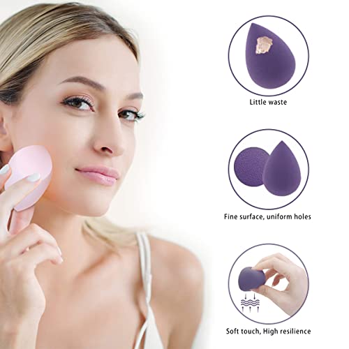 8 Pcs Makeup Sponges Blender Set & 2 Holder - Beauty Sponge Foundation Blending Blender with 1 Sponge Holder and Egg Case, Flawless for Cream, Powder and Liquid