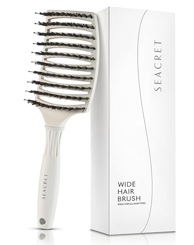 Wide Vented Boar Bristle & Nylon Detangler Hair Brush for All Hair Types