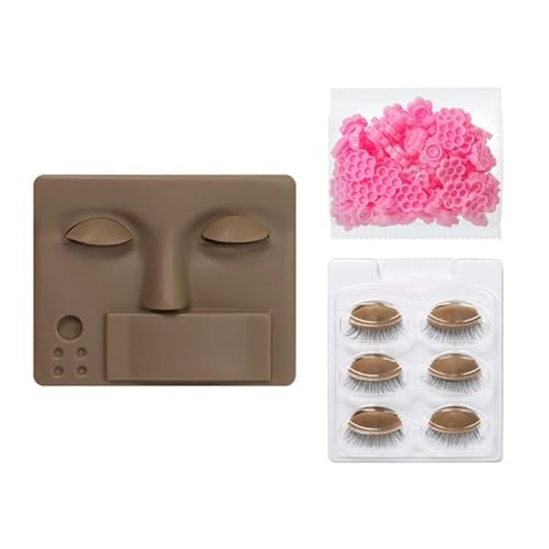 3-in-1 Eyelash Extension Mannequin Head with 4 Pairs Removable Eyelids, Black Color