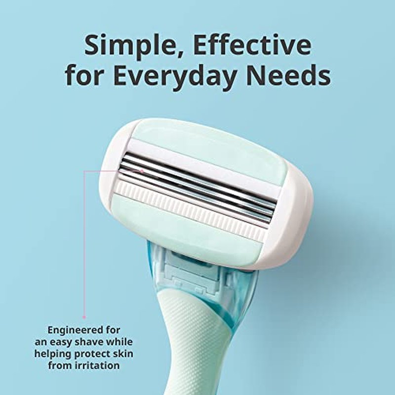 DORCO eve Pack of 3 Razors for Quick & Easy Shaving (No Handle, 8 Pcs Razor Blade Refills), 3 Curved Blades for Shaving with Aloe Vera Moisture Bar, Interchangeable Cartridge for Sensitive Skin