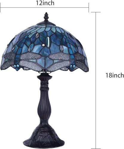 Pterying 18-Inch Tiffany Dragonfly Stained Glass Table Lamp - Green, Handcrafted, Vintage Accent Light (Variation: Dragonfly Lamp)
