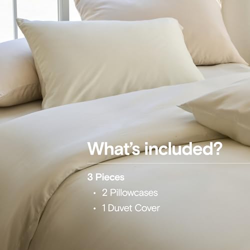 DOZ Organic Bamboo Duvet Cover Set Ivory King/Cal King - Cooling & Soft