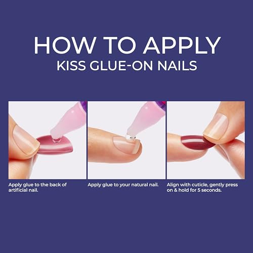 KISS Gel Fantasy, Press On Nails, Nail glue included, 'Dial Me', Gray, Short Size, Oval Shape, Includes 28 Nails, 2g glue, 1 Manicure Stick, 1 Mini File