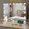 22.8 x 17.7 Inch Vanity Mirror with Lights & Bluetooth Speaker - Dimmable LED, 3 Color Modes, USB Charging Port