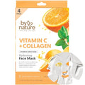 By Nature Vitamin C + Collagen Sheet Face Mask with Vitamin E ? Firming, Anti-Aging Facial Treatment for Radiance, Elasticity & Hydration ? Skincare for Pre-Event Glow & All Skin Types ? Pack of 4